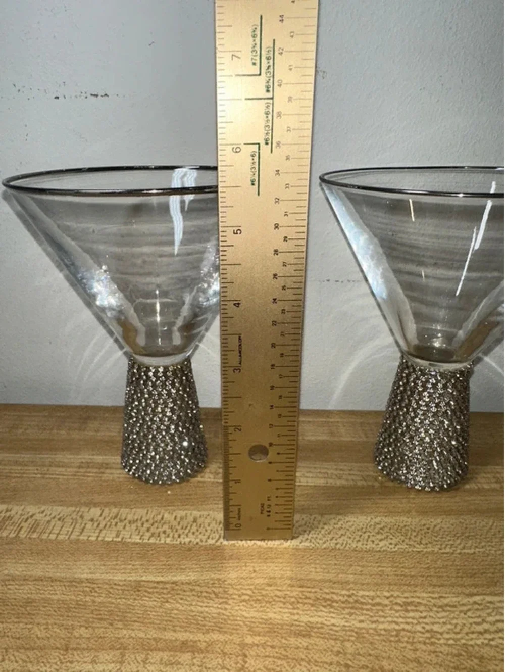 Set of 2 Premium Rhinestone Jeweled Stem Champagne Glasses